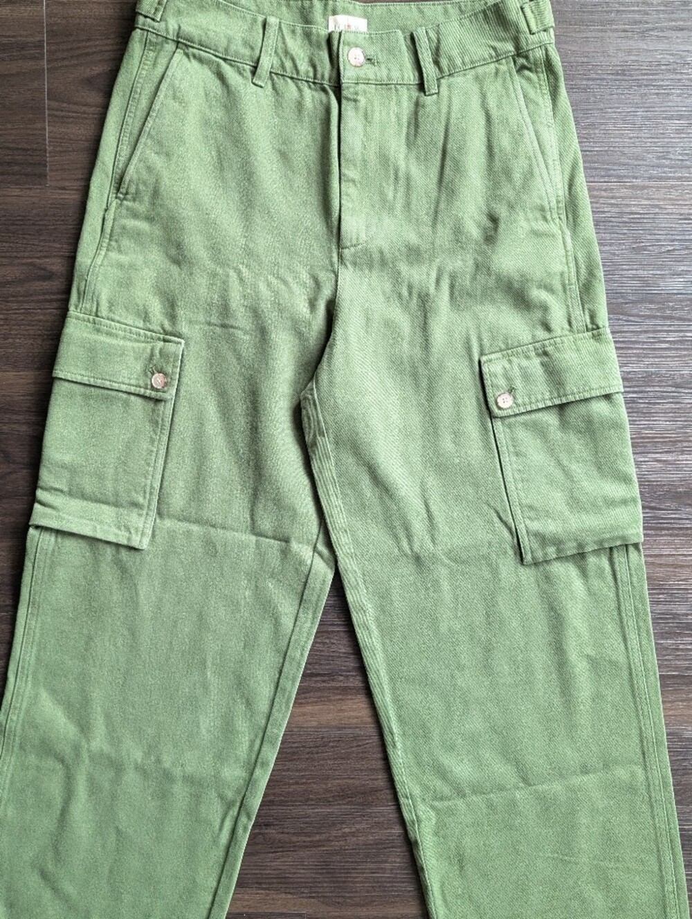 NWT J.Crew Green Wide Leg Cargo Heavyweight Twill Pants 28 High Rise Gorpcore - Picture 3 of 9